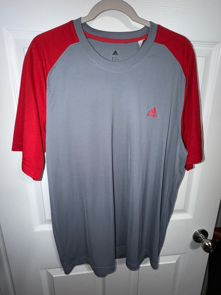 Adidas Gray and Red Climalite XL Men's Short Sleeve Shirt (3)