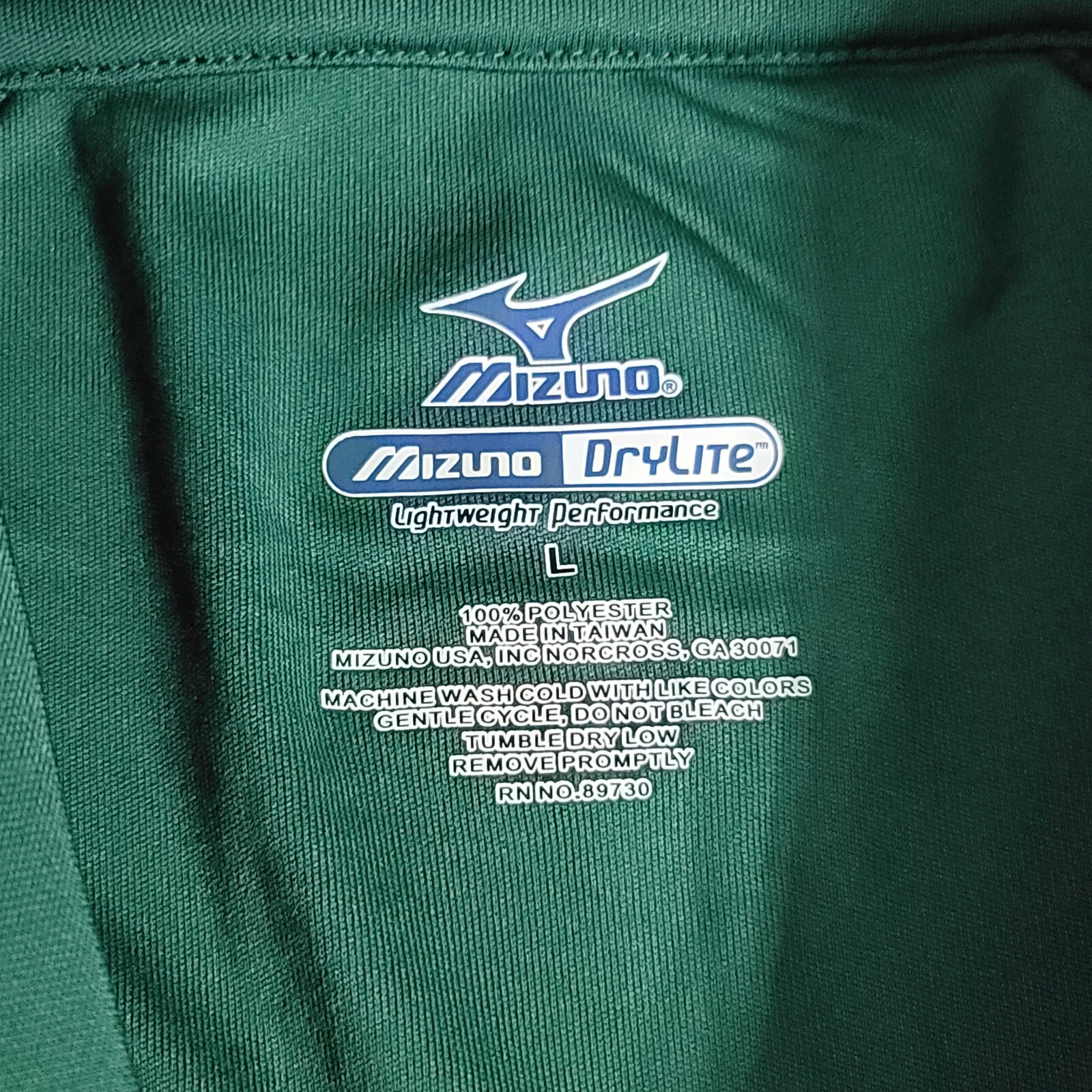 NWT Mizuno Sz Large DryLite Baseball/Golf 1/4 Button Shirt Lightweight Green gallery