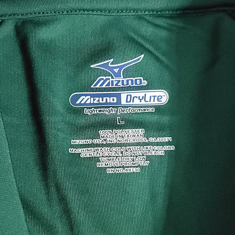 NWT Mizuno Sz Large DryLite Baseball/Golf 1/4 Button Shirt Lightweight Green gallery
