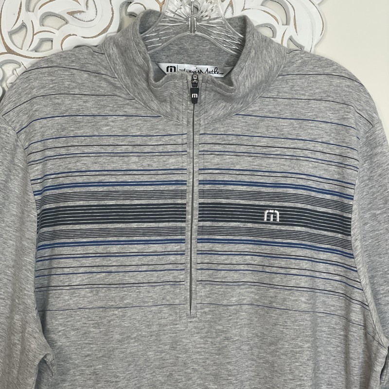 TRAVIS MATTHEW size LARGE Pullover Long Sleeve 1/2 Zip River Run CC Golf GRAY gallery