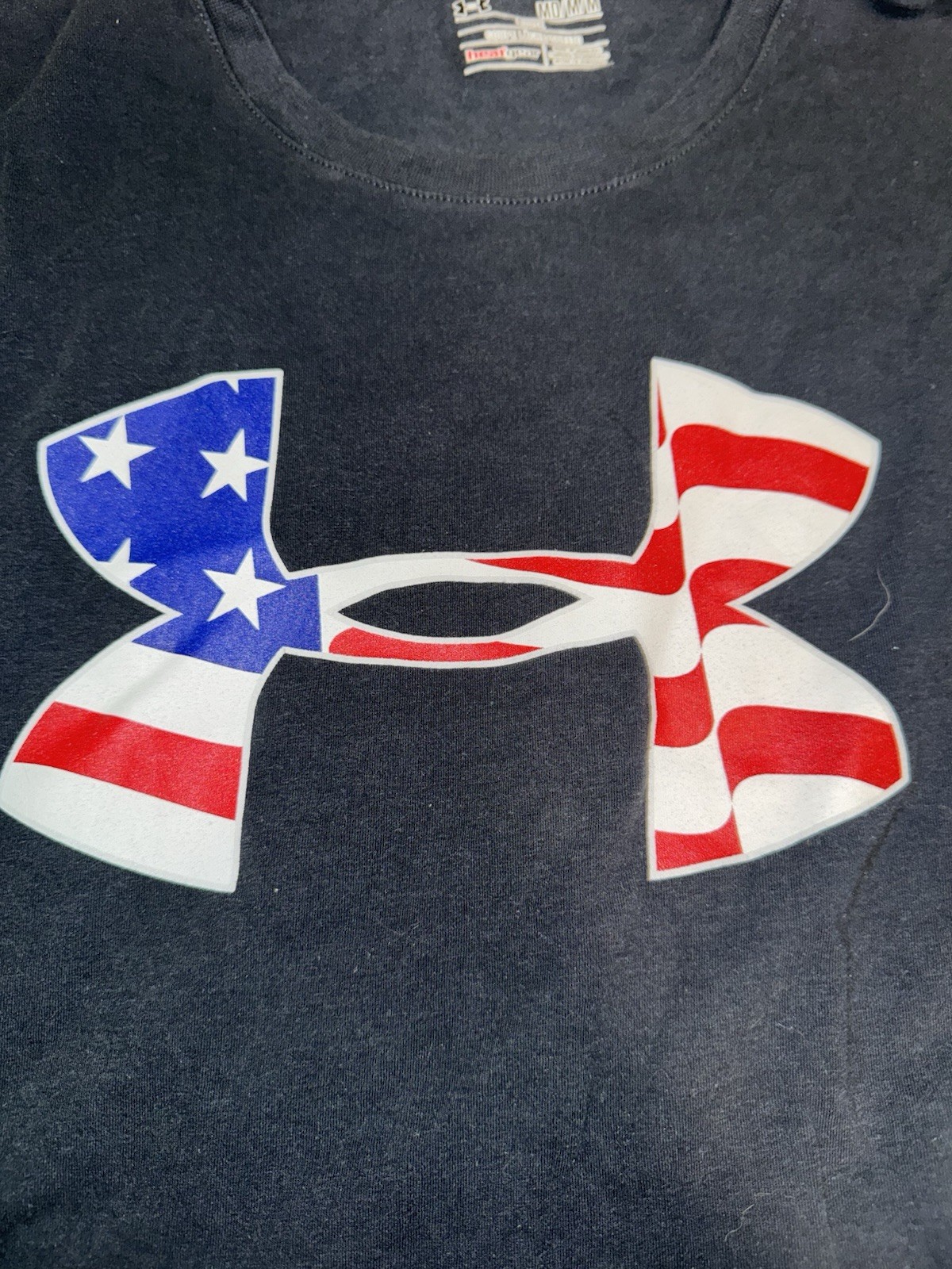 Under Armour HeatGear Athletic T-Shirt American Flag Logo Loose Fit Medium gallery