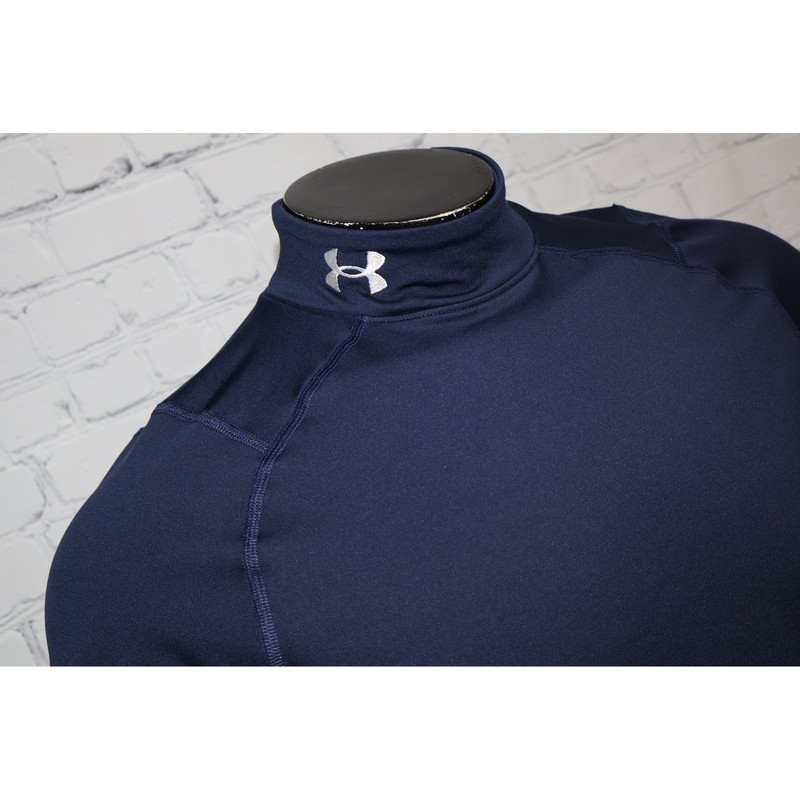 Under Armour Coldgear Shirt Mens Medium Fitted Navy Blue Mock Turtle Neck gallery