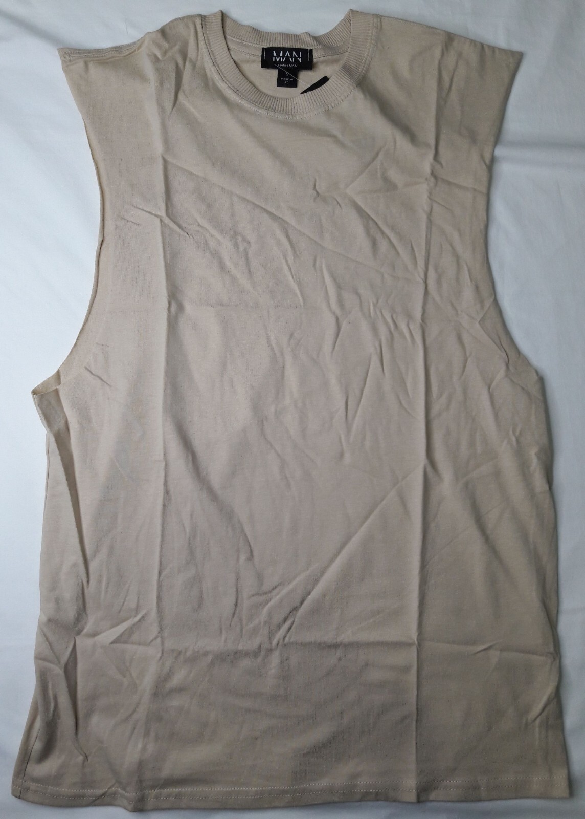 NEW, Men’s BOOHOOMAN Sand Color Dropped Arm Tank Top (S) gallery