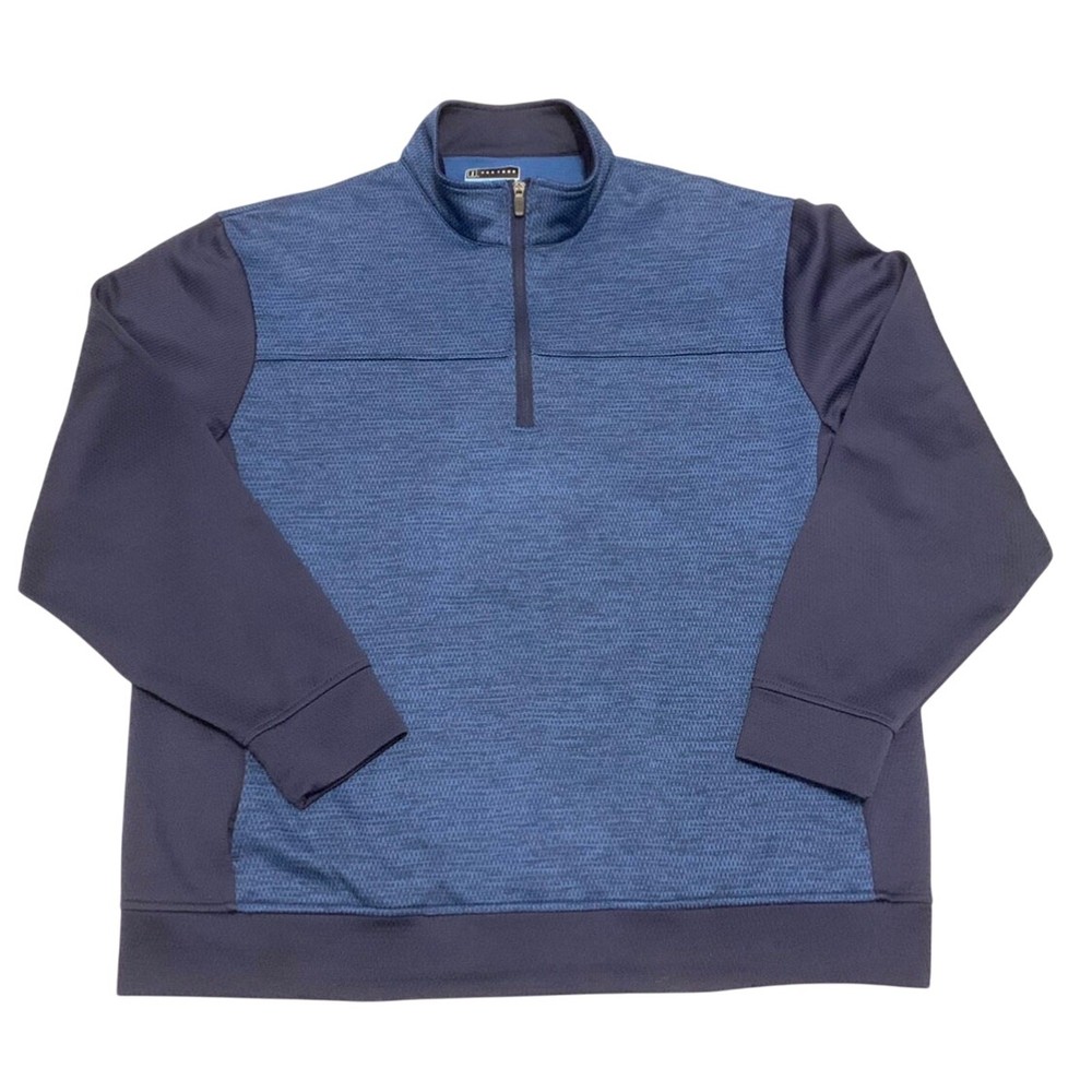 PGA Tour Mens Golf Shirt 2 Tone Blue Sz. XL Quarter Zip Pullover Pockets Sweater