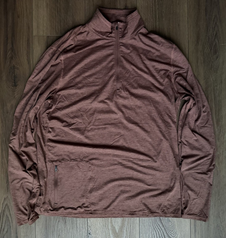 Vuori Ease Performance Half Zip 2.0 Long Sleeve Brown Heather Large