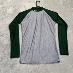 Under Armour Shirt Mens Large Gray Green Long Sleeve Mock Neck Athletic Heatgear