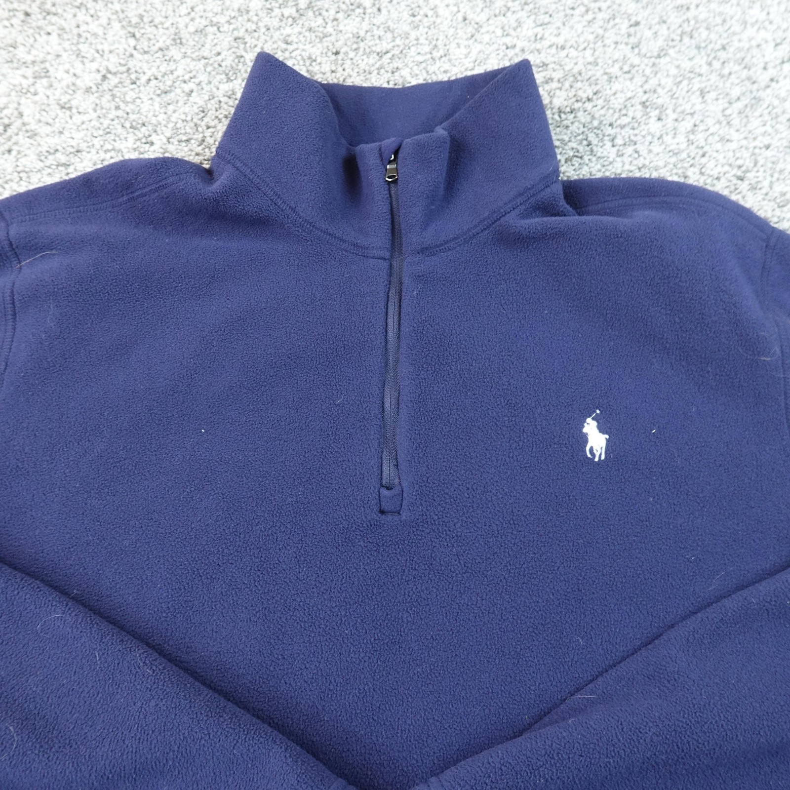 Ralph Lauren Pullover Mens L Blue Performance 1/4 Zip Fleece Sweatshirt Sweater gallery