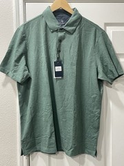 Veboon Men’s Dynamic Flex Size L Pine Green Heather Short Sleeve Cotton Polo NWT