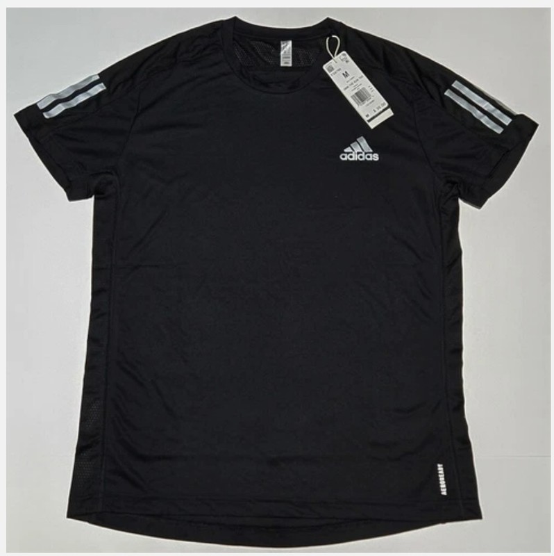 NWT Adidas Men's Own the Run Tee Medium Black Stretch Reflective Workout gallery