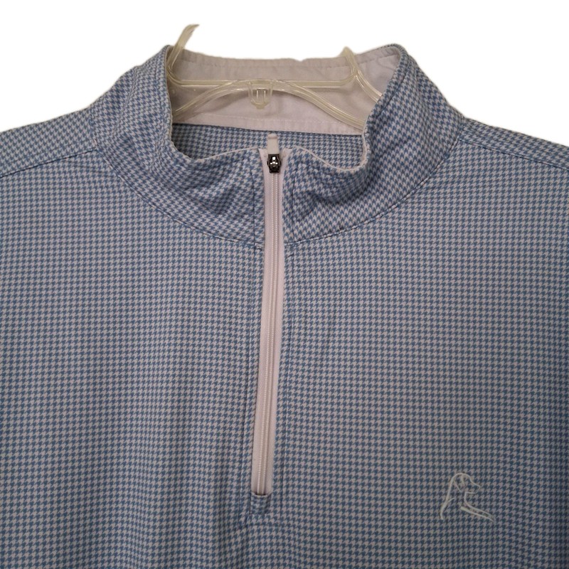 Rhoback Quarter Zip Pullover Men's XL Blue White Check Performance Stretch gallery