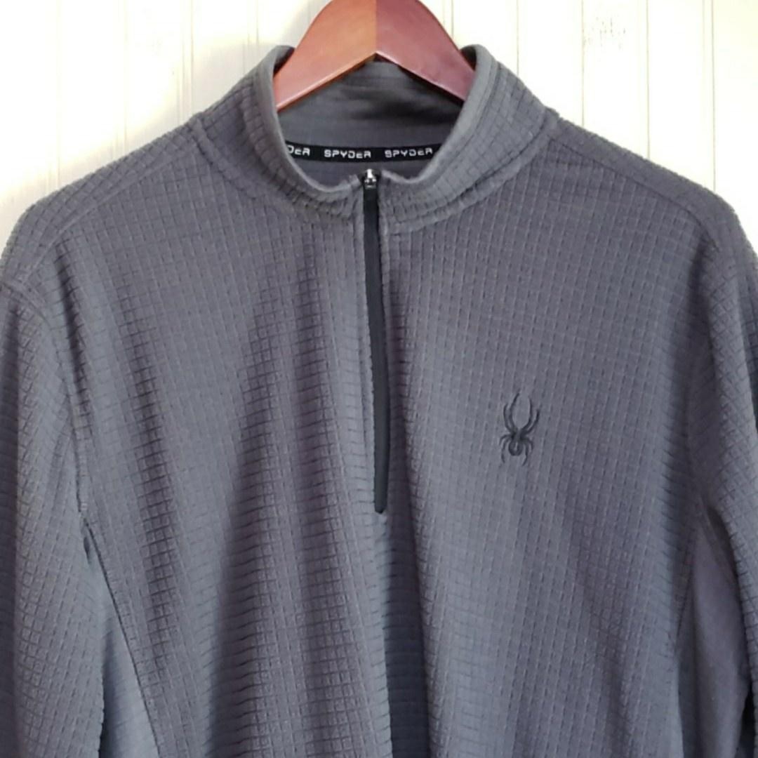 Spyder Pullover Mens Large Gray Waffle Fleece 1/4 Zip Long Sleeve Ski Outdoor gallery