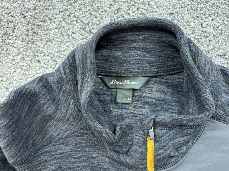 Eddie Bauer Pullover Sweater Mens Medium Gray 1/4 Zip Outdoor Performance Pocket gallery