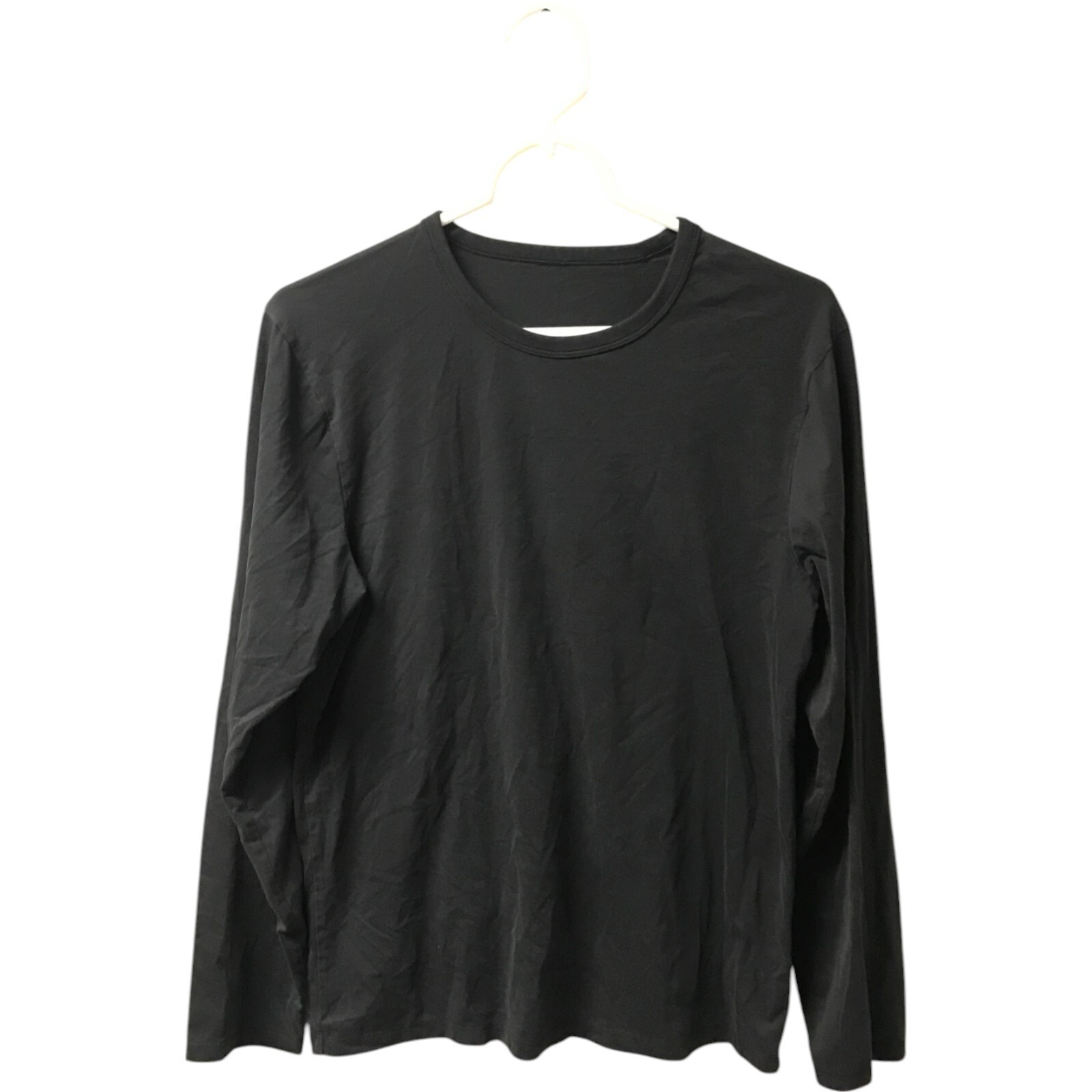 Classic Shirt Mens Crew Neck Long Sleeve Solid Black Stretch Pullover Casual gallery