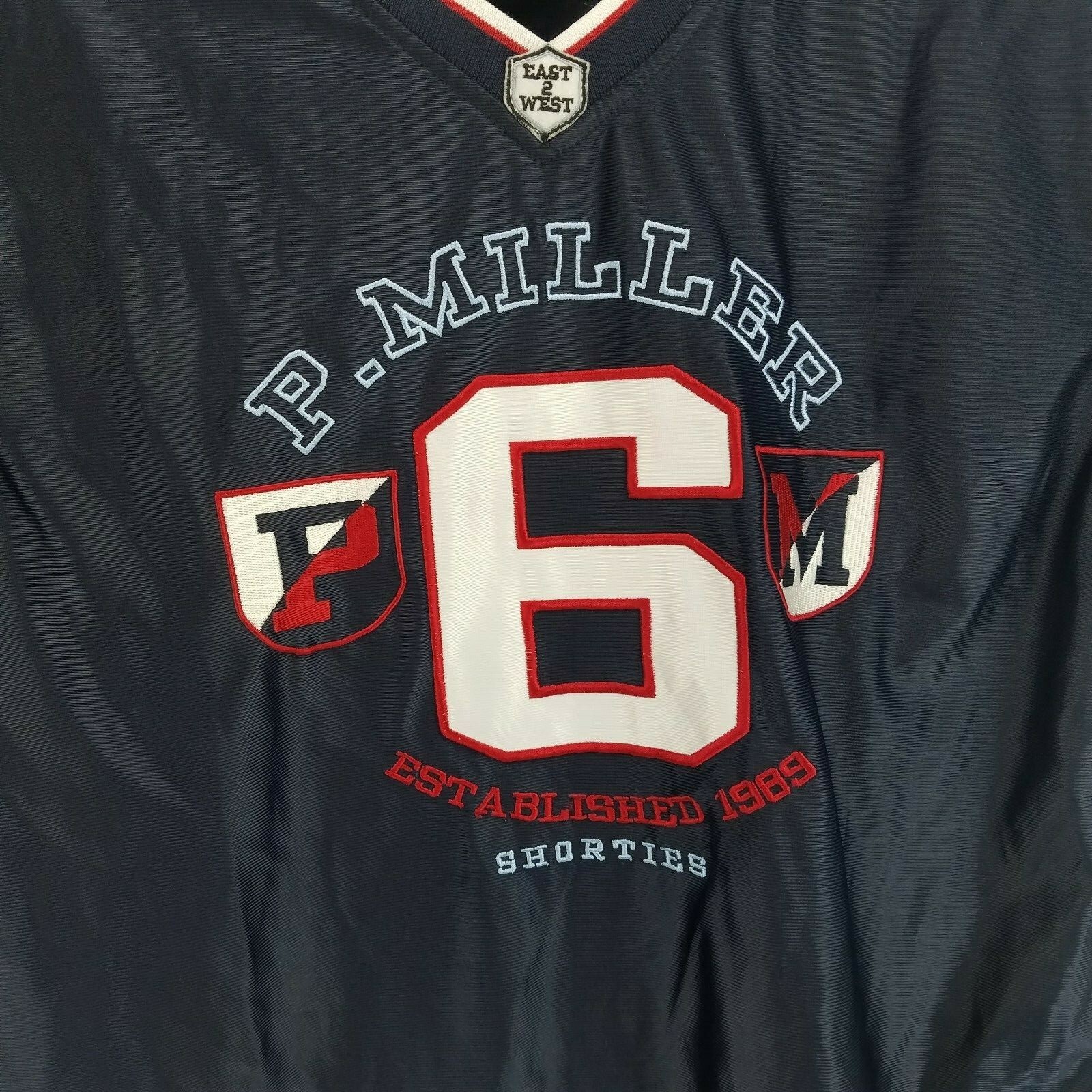Vtg P Miller Denim Collection Jersey Youth Med (12-14) Blue with Red/White 6 gallery