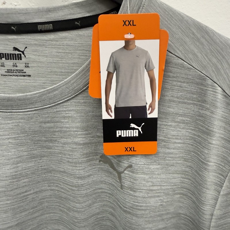 Puma Mens Active Tee Shirt XXL Gray Heathered Short Sleeve Performance NWT New gallery