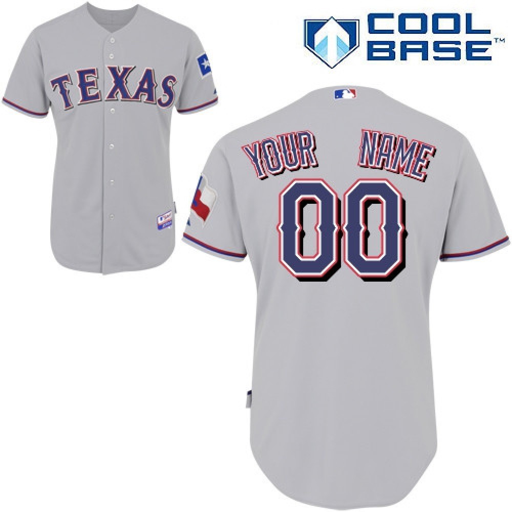 Custom Majestic MLB Texas Rangers Classic AC Stitched Red/White/Blue/Gray Jersey gallery