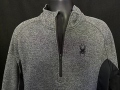Spyder Outbound Half Zip XL Pullover Sweater Knit Black Gray Fleece Lined Fitted