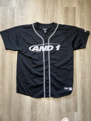 Vintage And1 Baseball Jersey Black Stitched Y2K Sz. XXL Hip Hop Basketball