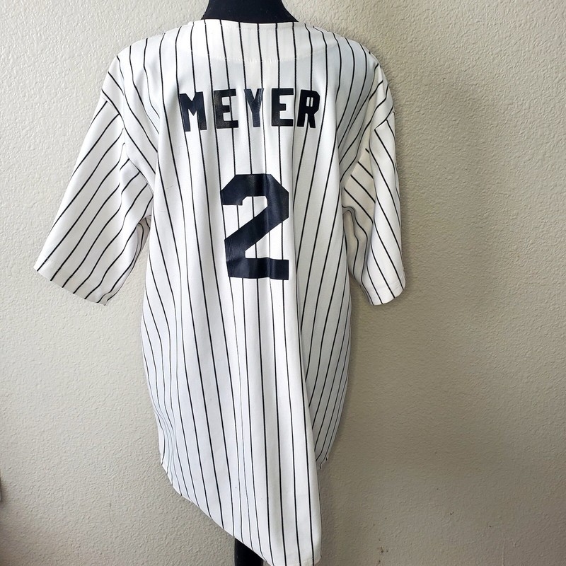 Teamwork Athletic Black And White Baseball Max Meyer Number 2 Button Up Size: XL gallery