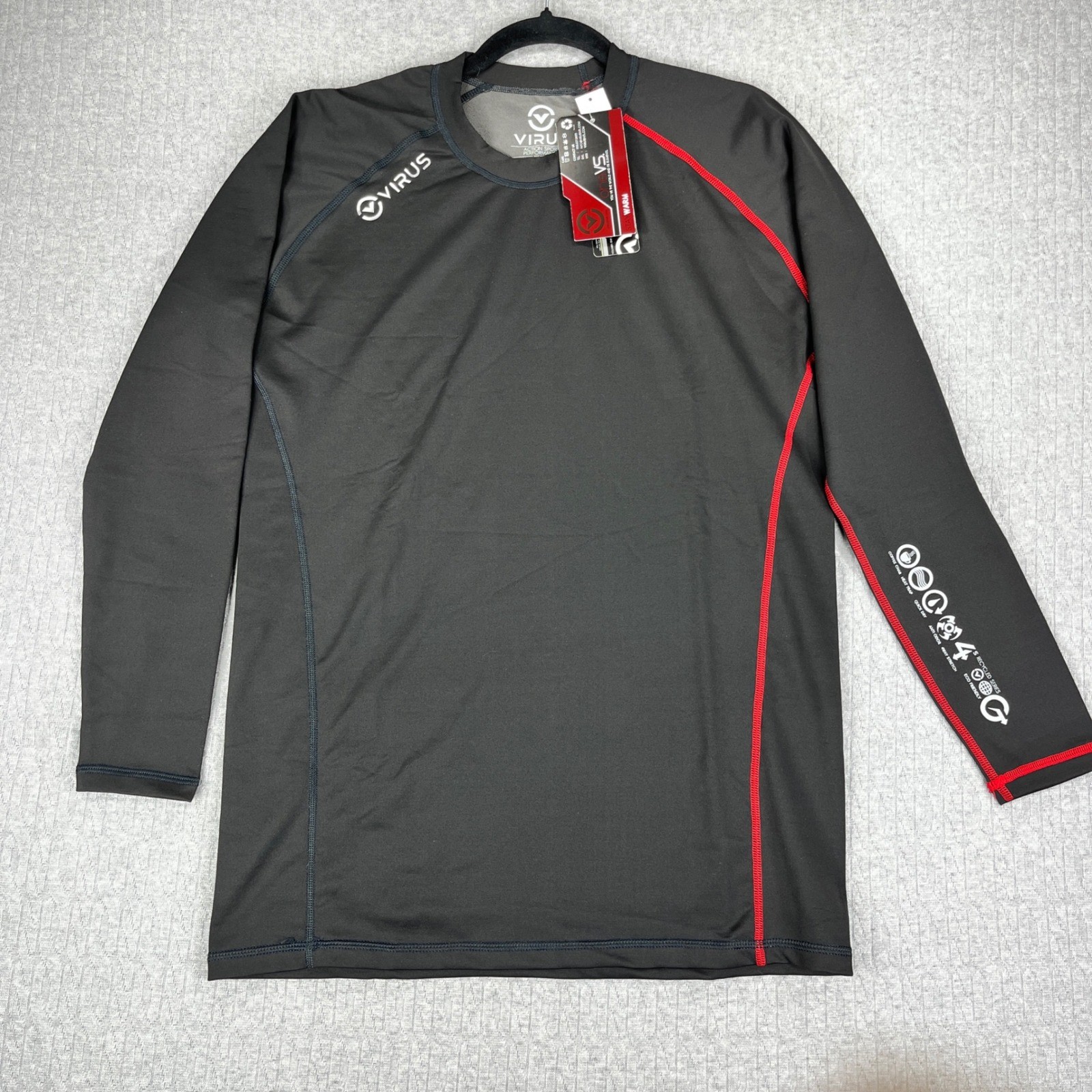 New Virus Stay Warm Long Sleeve Shirt Men L Black Red Compression Base Layer gallery