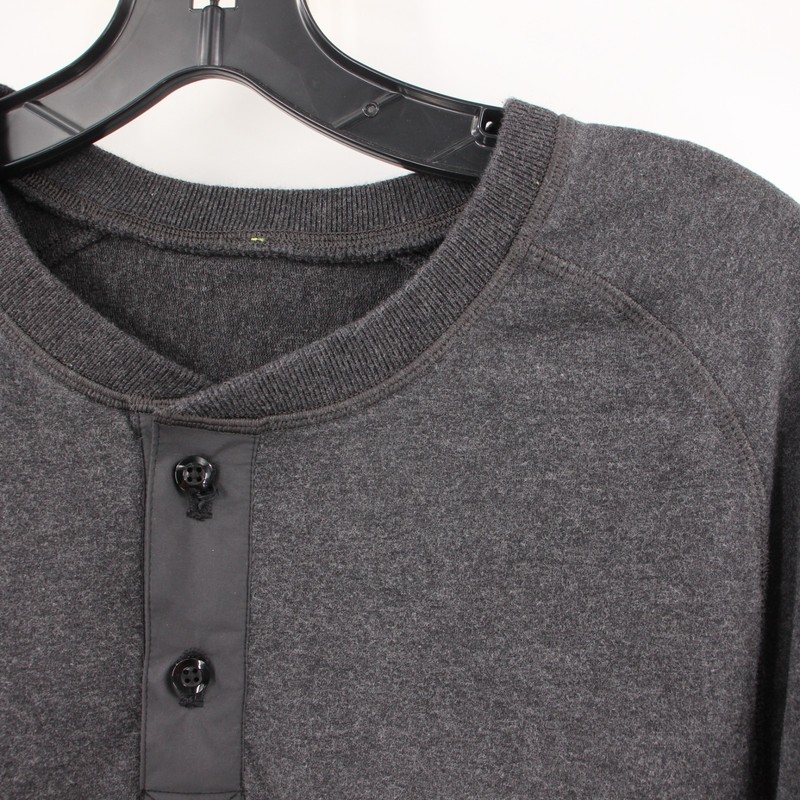 Lululemon Henley Mens small Long Sleeve sweat Shirt Athleisure Performance gray gallery