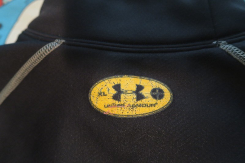 Under Armour Shirt Men's XL Cold Gear Metal Mock Neck Compression Black Orange gallery
