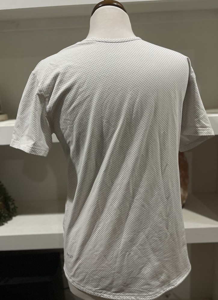 BYLT Shirt Men's Small White Grey Polka Dot Lux Drop Cut