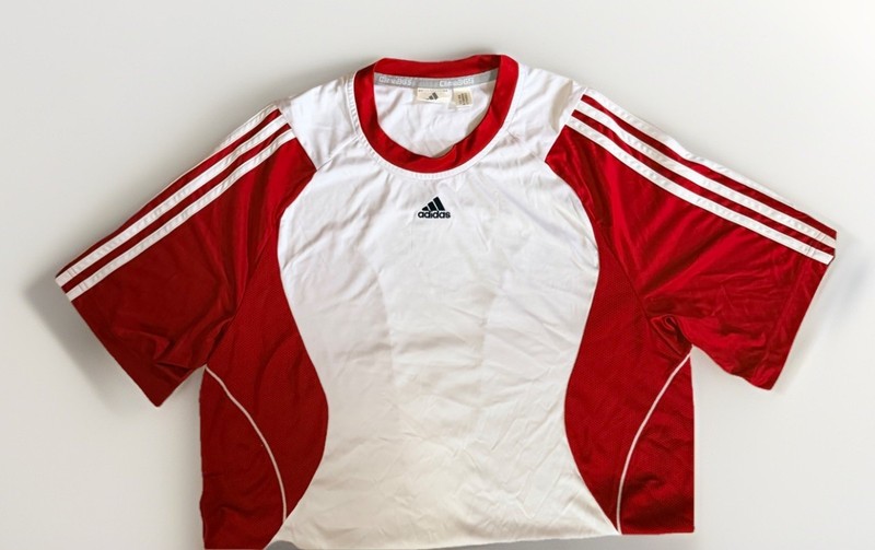 Adidas Clima365 Men's Medium M Red White ClimaCool Soccer Jersey Shirt Navy logo gallery