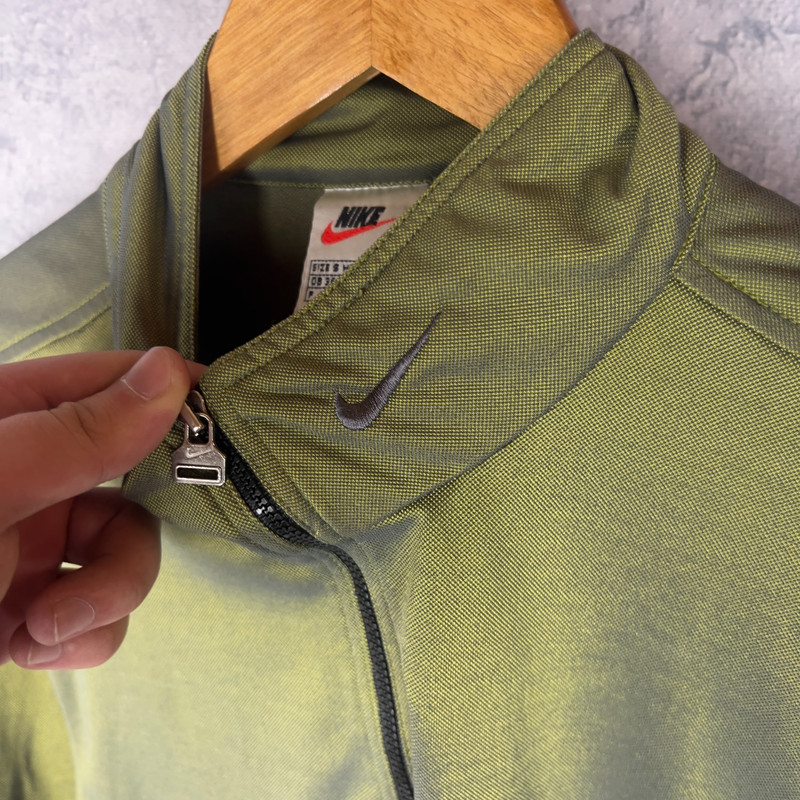 Vintage Nike Green Gray Quarter Zip Pullover Long Sleeve Shirt Size S Thailand gallery