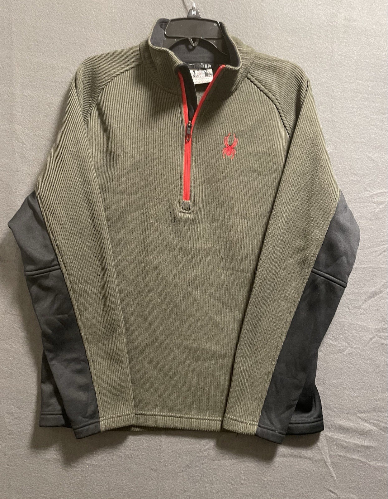 Spyder Outbound Men’s Large Ski Core Knit Men Olive Green Half-Zip Pullover gallery