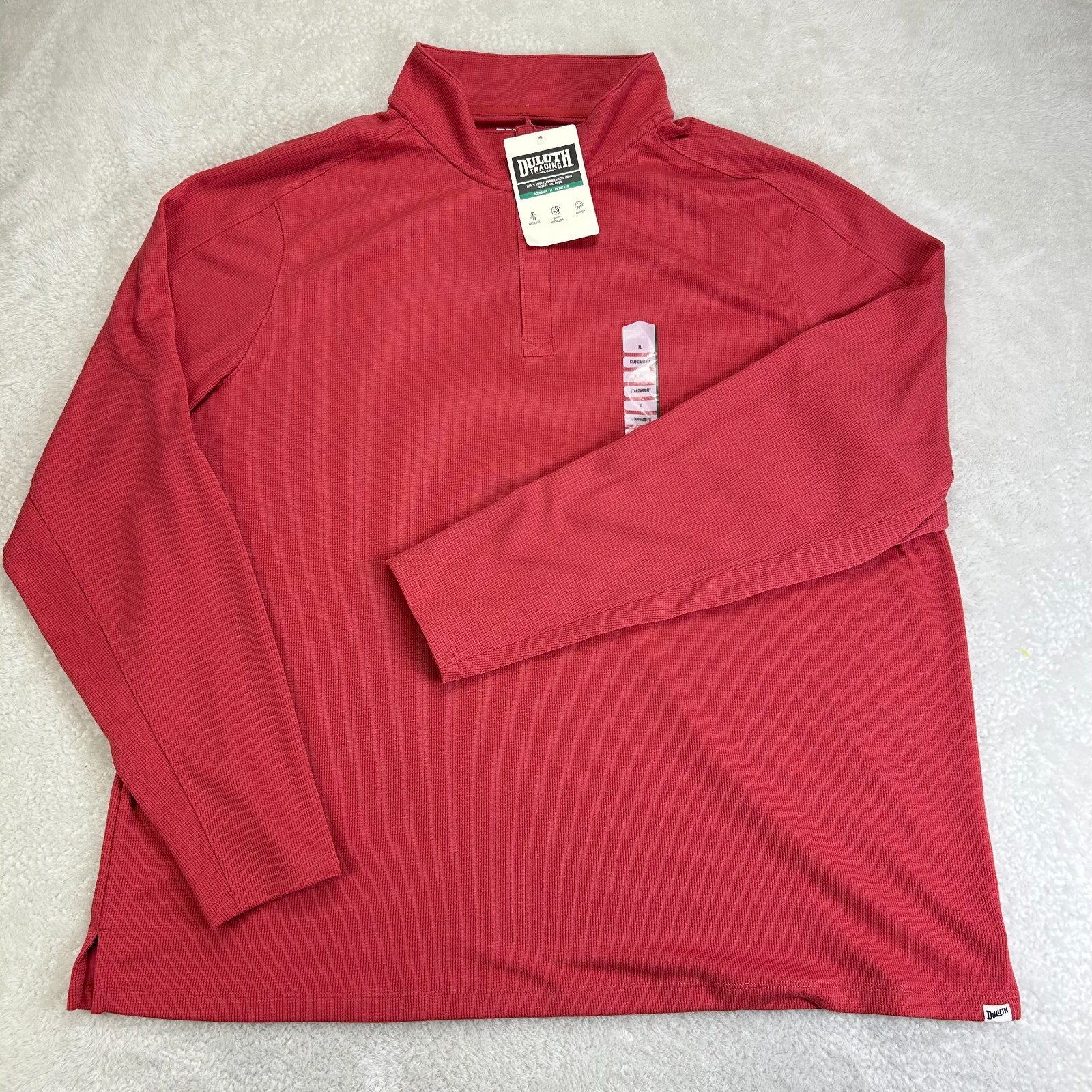 NWT Duluth Trading Co Knuckledown 1/4 Zip Pullover Top Mens XL Pink Standard Fit gallery