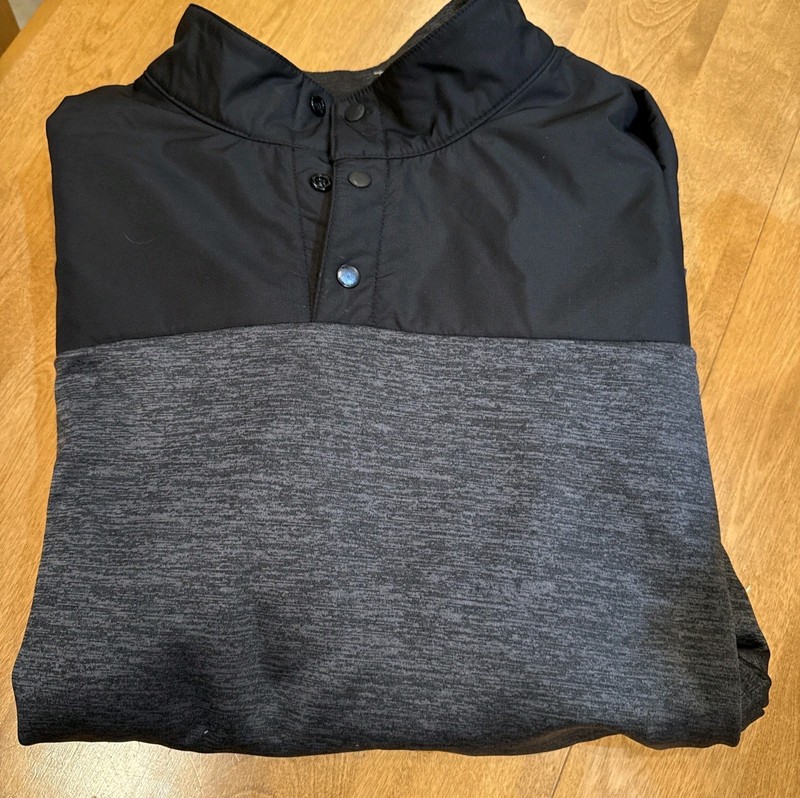 Greg Norman Shirt Jacket XXL Black Quarter Button Pullover Hydro Tech Repels H20 gallery