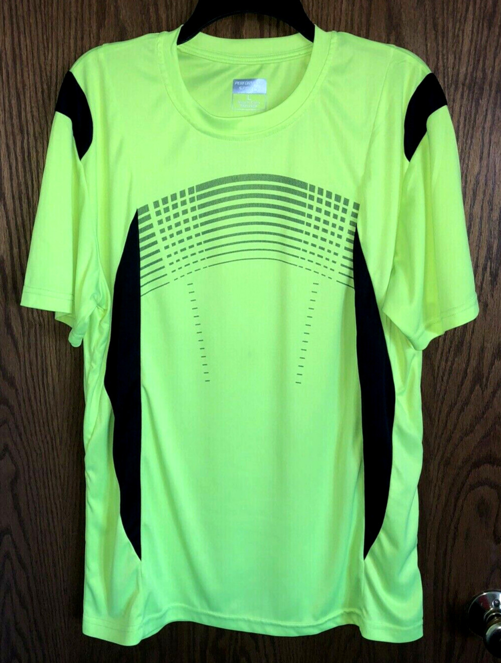 Performance Sports Workout Shirt Yellow & Black Men's Size Lg. 100% Polyester gallery
