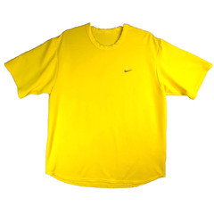 Nike Textured Performance Knit Athletic Training Shirt Yellow Water Wick Cooling