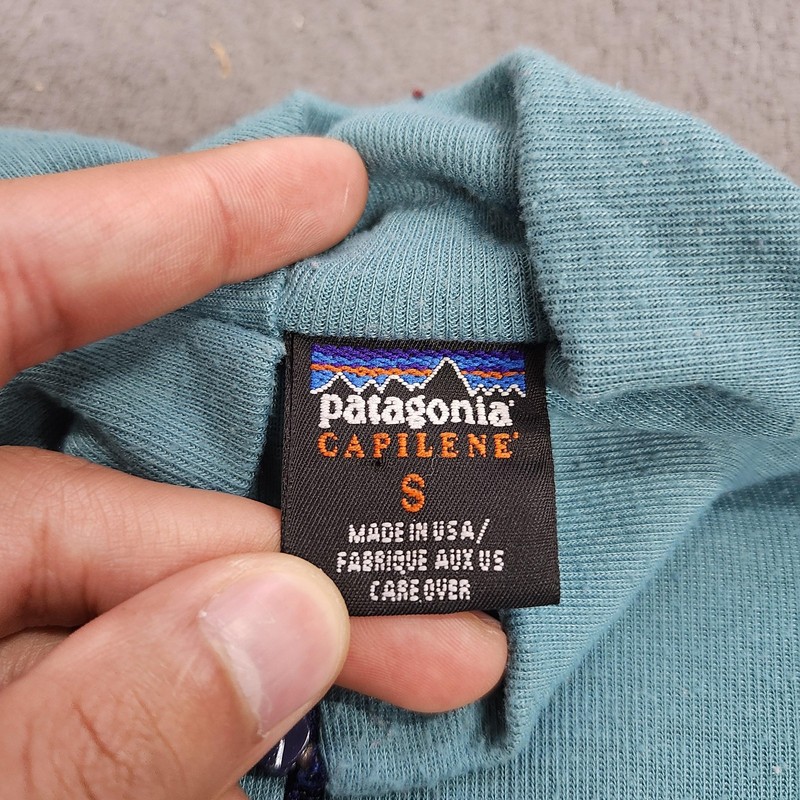 Patagonia Capilene Pullover Mens Small Green 1/4 Zip Long Sleeve Shirt Top gallery