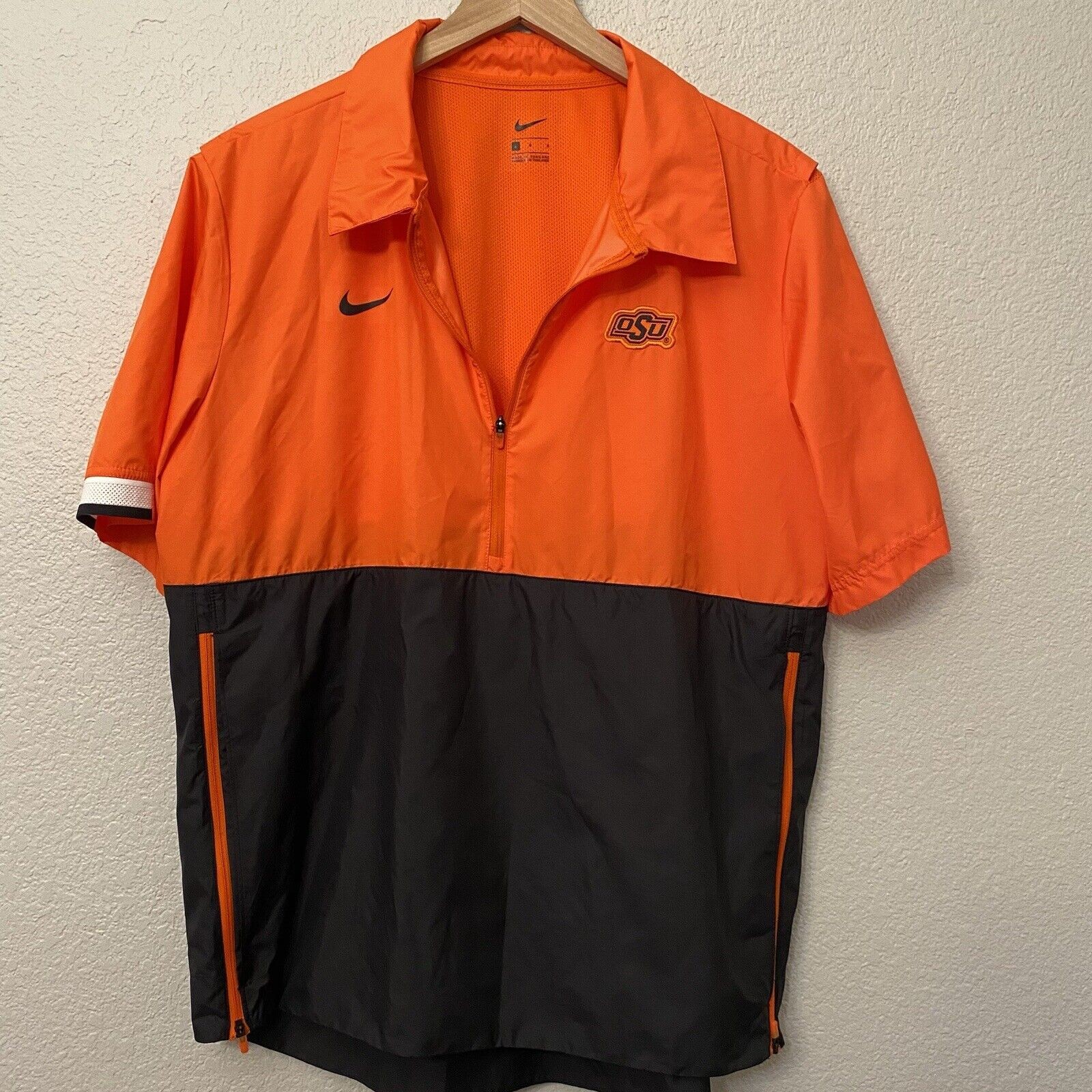Mens L Nike OSU Short Sleeve Pullover Windbreaker Golf EUC gallery