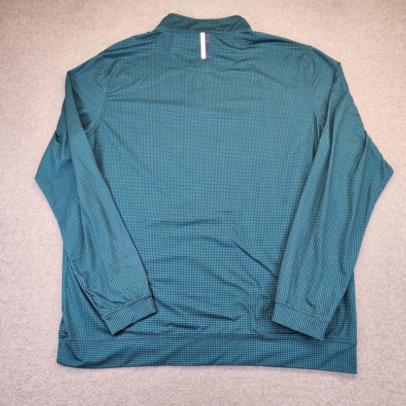 Rhoback Mens Large 1/4 Zip Pullover Sweater Houndstooth Green Performance Golf gallery