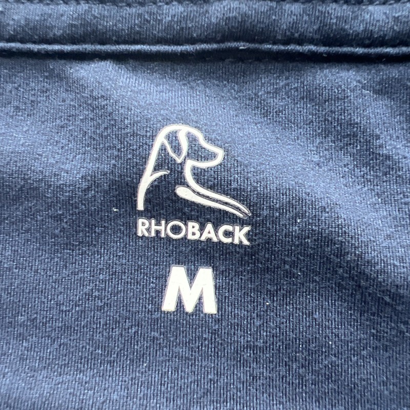 Rhoback 1/4 Zip Pullover Men's Medium Navy Performance Stretch w/ Sponsor Logos gallery