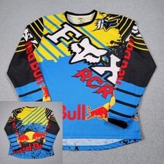 Fox Racing Red Bull Jersey Men XL L/S All Over Print Big Logo Motocross BMX Bike