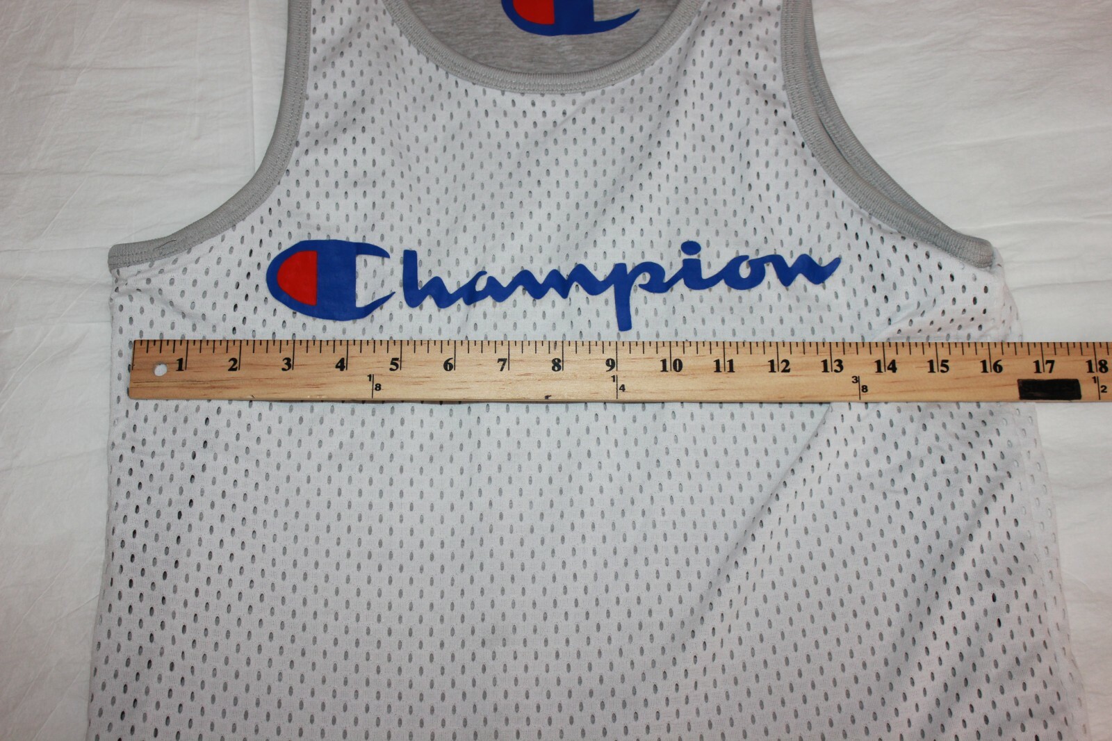 Champion Men's Reversible Mesh Tank Top Gray/White SEE MEASUREMENTS! gallery