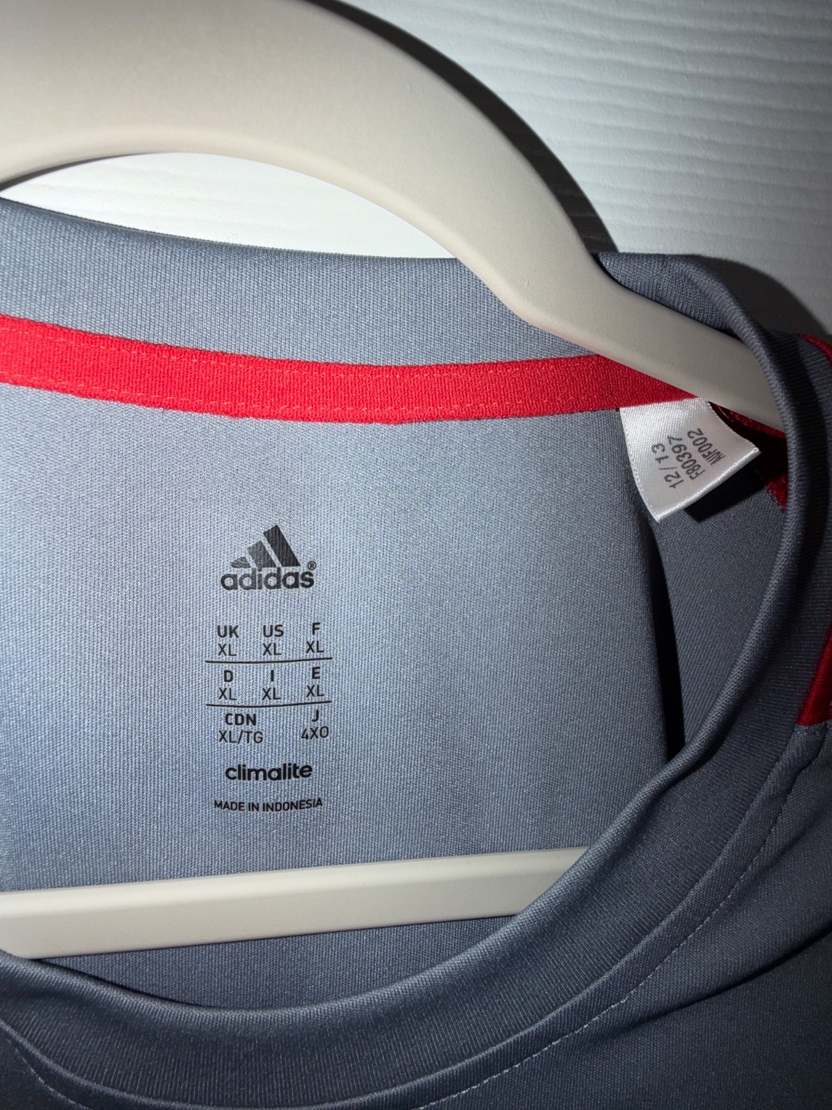 Adidas Gray and Red Climalite XL Men's Short Sleeve Shirt (3) gallery