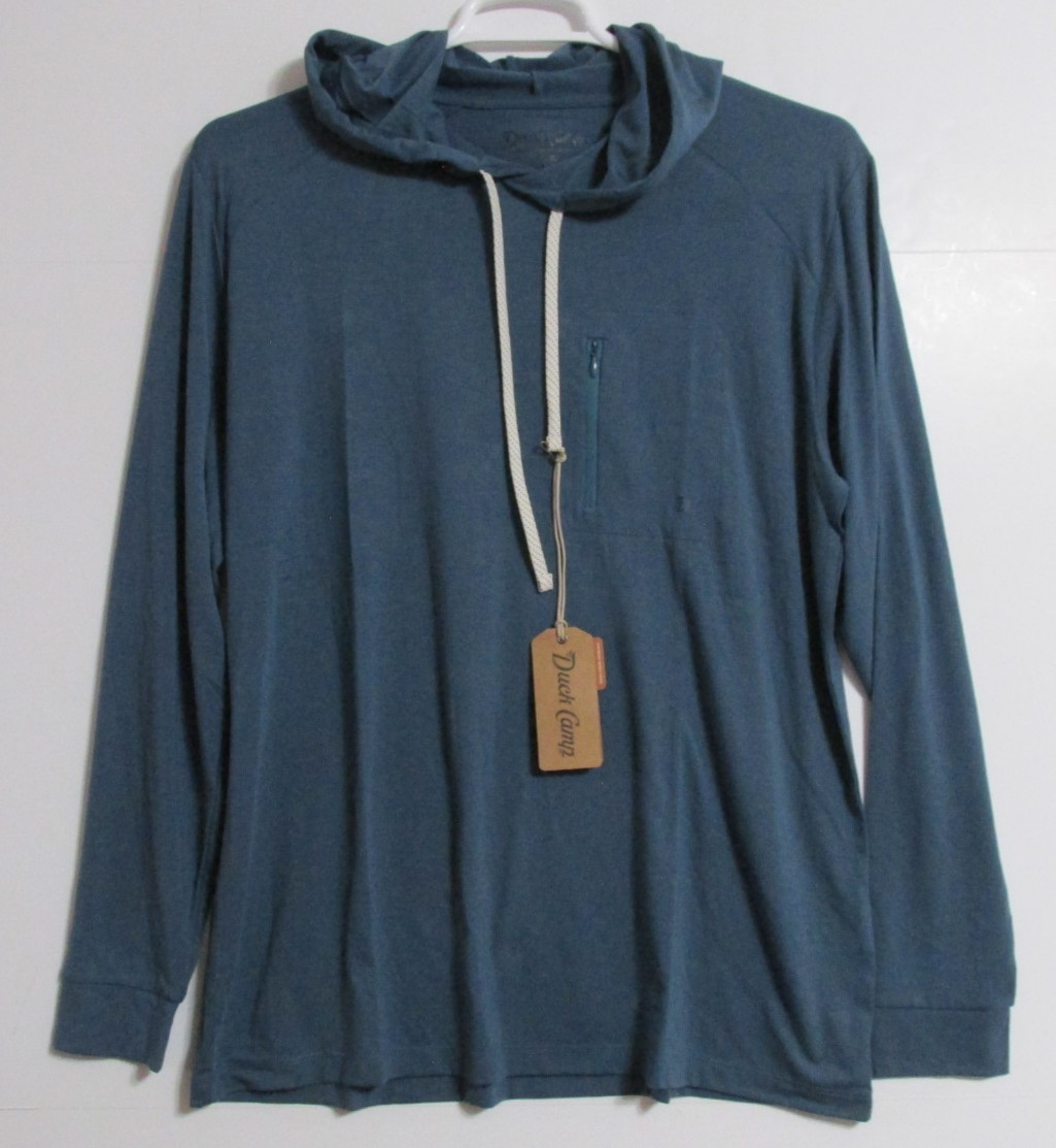 Men's Duck Camp Lightweight Bamboo UPF20 Sun Hoodie Channel Blue Size Large gallery