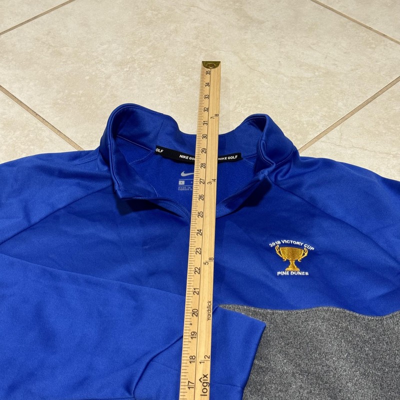 Nike Golf Pullover Mens Large Blue Gray Quarter Zip Colorblock Pine Dunes 2018 gallery