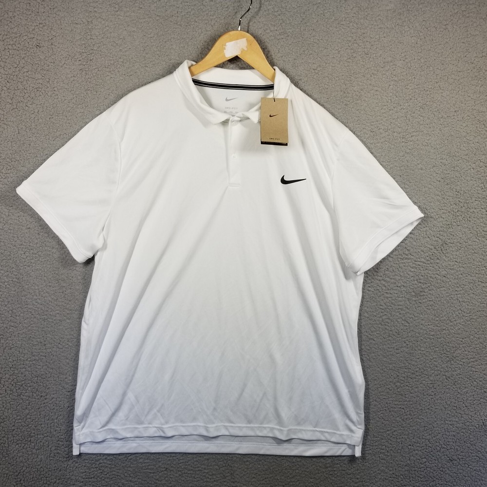 NIKE Dri-FIT Court Victory Polo Shirt 2XL White Standard Fit Tennis Golf NWT