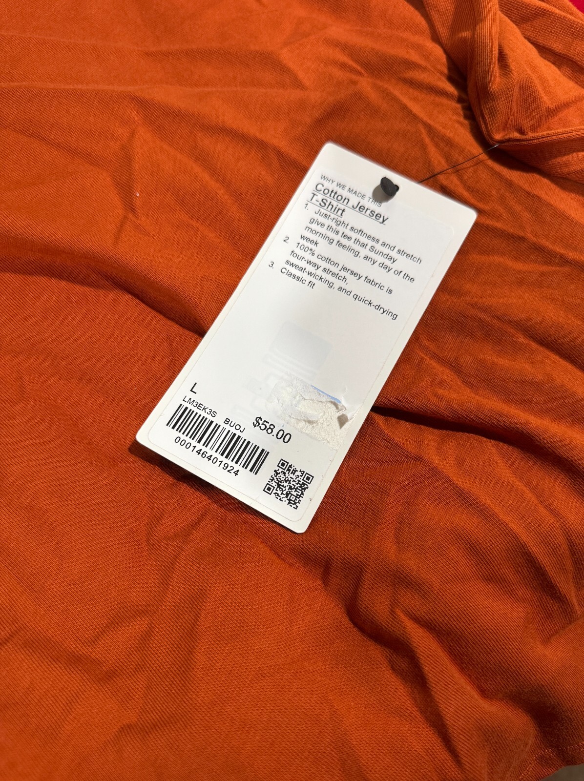 Lululemon Cotton Jersey T-Shirt Burnt Orange BUOJ Size Large L gallery