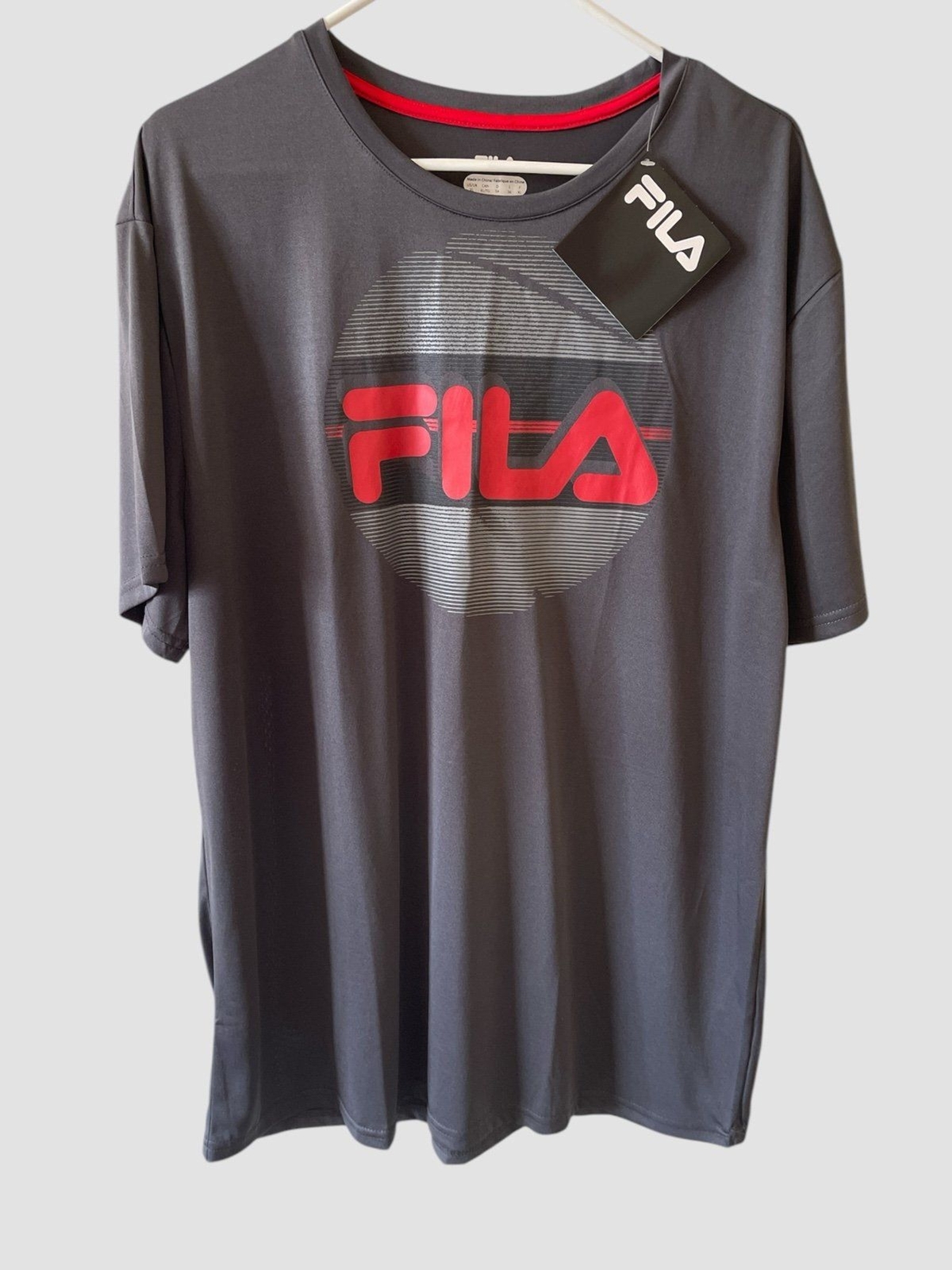 Fila Performance Dri Training Tee Shirt Gray with Red Men’s size XL NWT gallery