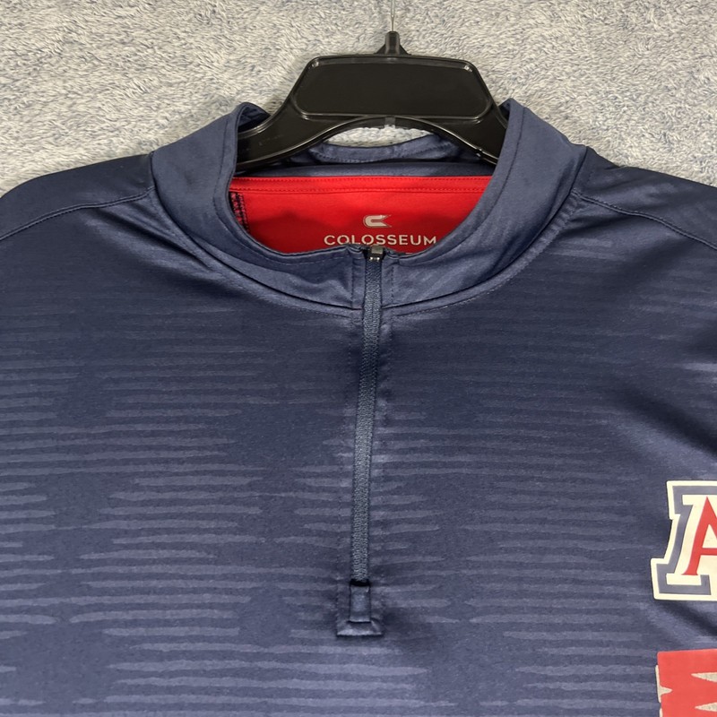 Colosseum U of A Wildcats Long Sleeve Quarter Zip Pull Over Men's XXL Blue / Red gallery