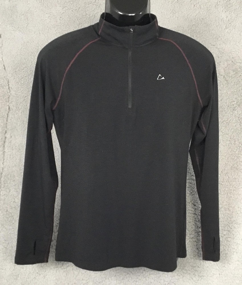 Paradox Merino Blend Shirt Mens Large Black 1/4 Zip Mock Neck Base Layer Sport