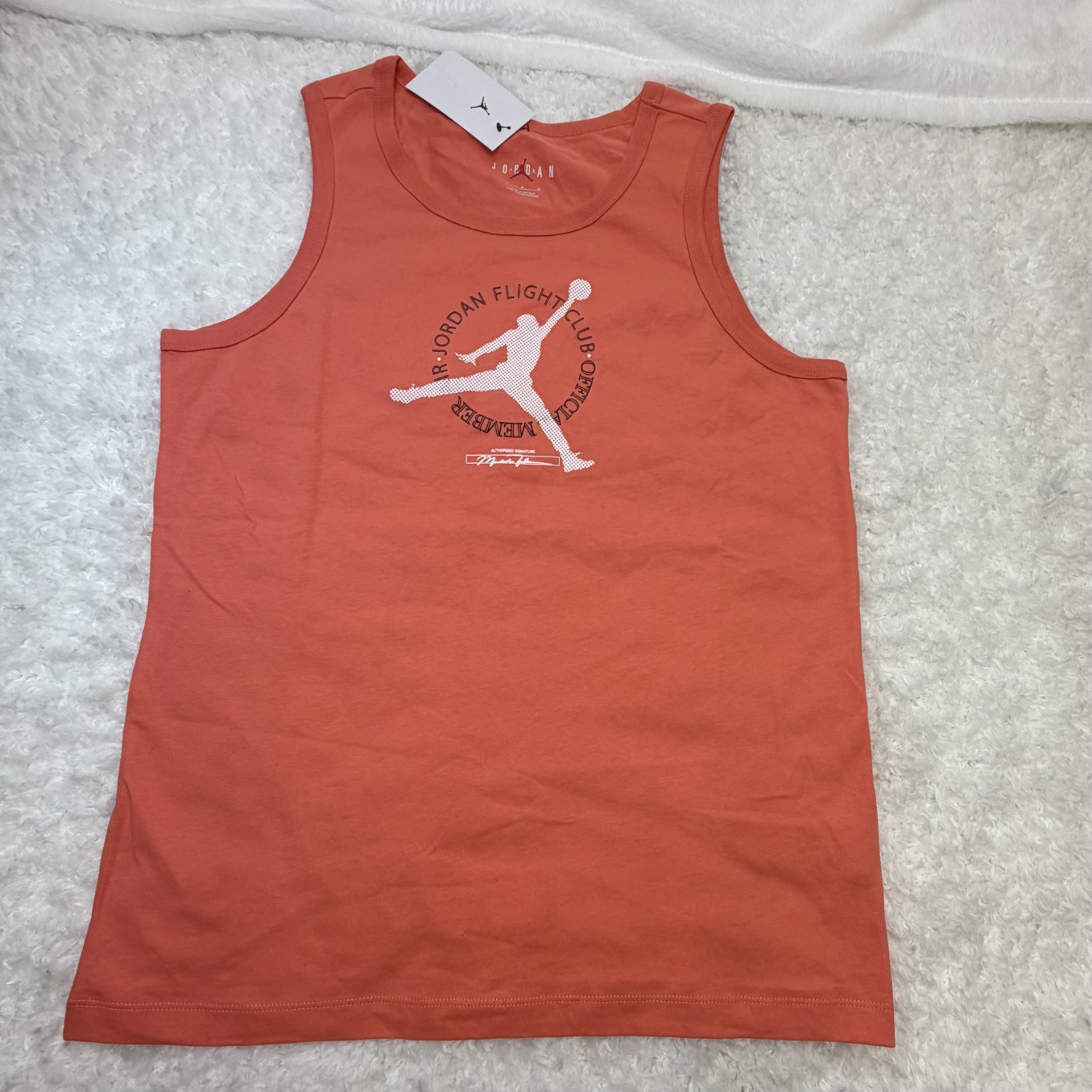 Jordan Flight Club Jumpman Men's Orange Sleeveless Tank Crew Neck Graphic Logo M gallery