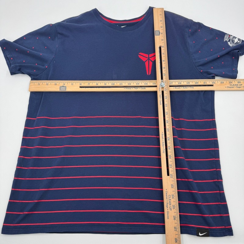 Nike Kobe Bryant T-Shirt Mens XL Blue Red Stripe Sheath Logo Dri-FIT 779213-410 gallery
